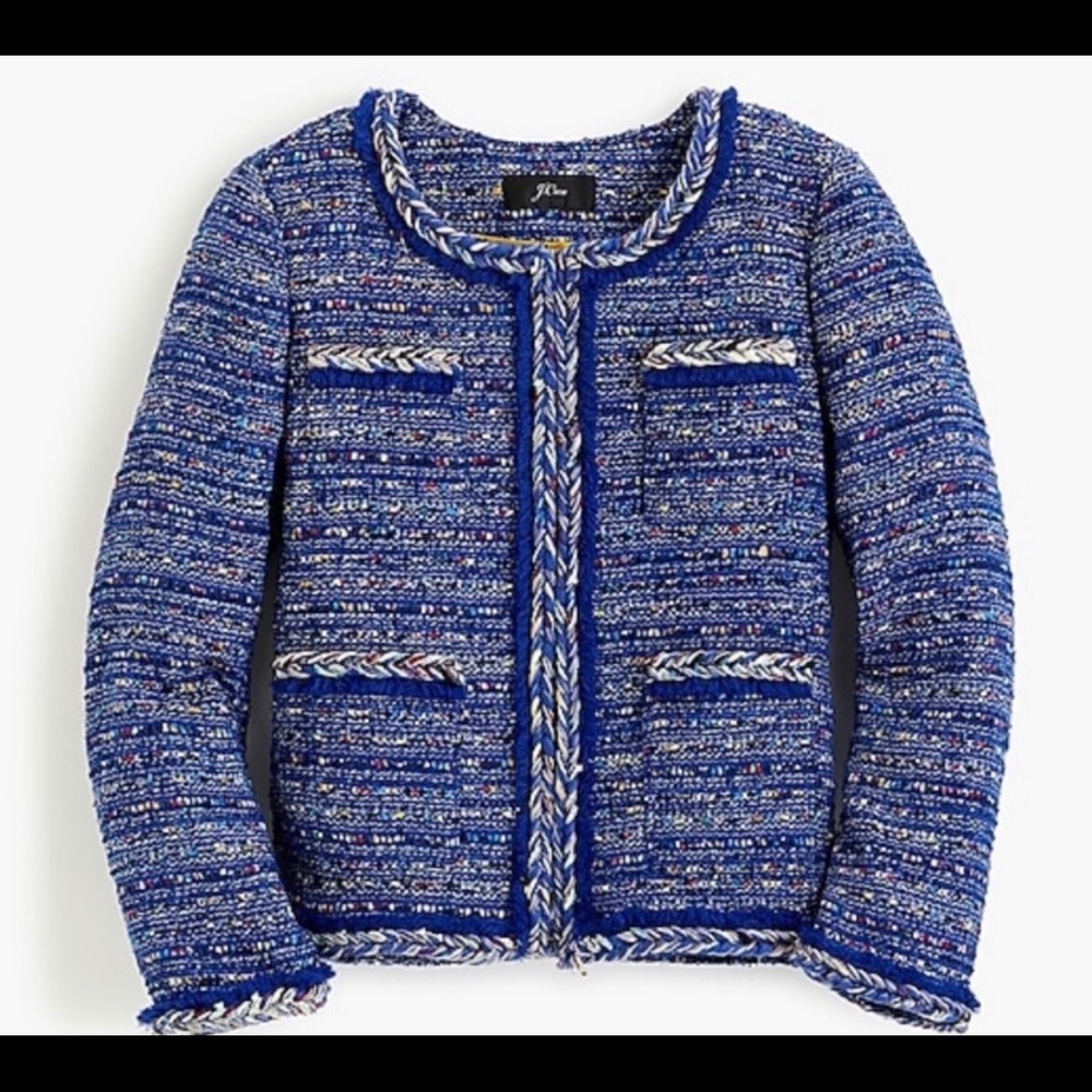 💙🌈NWT J.CREW lady jacket in blue/multi tweed